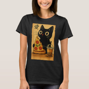 Camiseta Animação Kawaii Japonês Pizza Cat A Chá Cat Comend