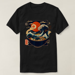 Camiseta Animação Retroativa Gráfico de Ondas Kanagawa Japo