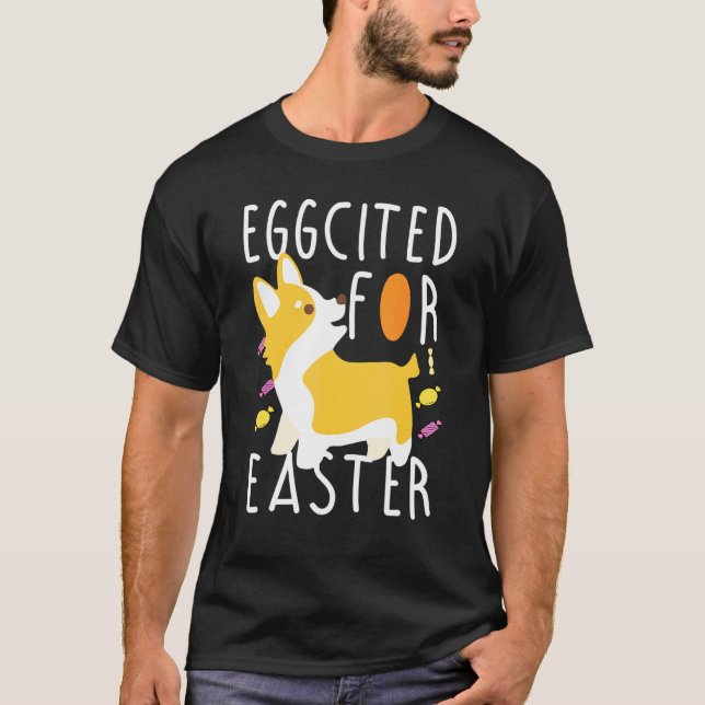 Camiseta Animada Para Caça de Ovos de Páscoa Mãe Corgi (Frente)