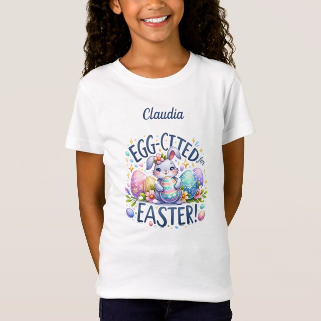 Camiseta Animado para Ovos do Coelho da Páscoa (Frente)