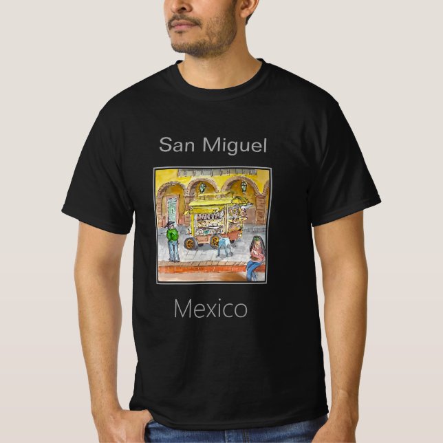 Camiseta Animado vendedor de comida de rua San Miguel Méxic (Frente)
