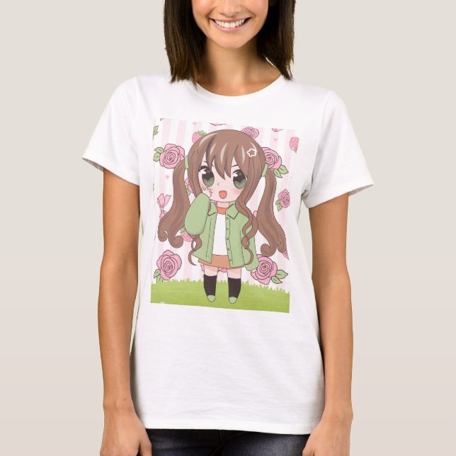 Camiseta animadora com flores (Frente)