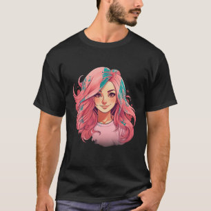 Camiseta animadora de cabelo rosa Idea Criative Inspira Gra