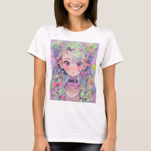 Camiseta Animadora do Pastel Harajuku Kawaii com Braids
