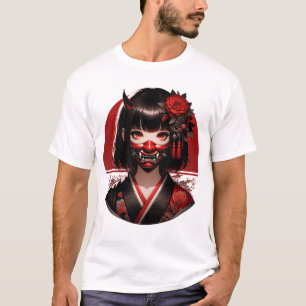 Camiseta Animadora japonesa Kawaii Waifu Otaku Oni Mask