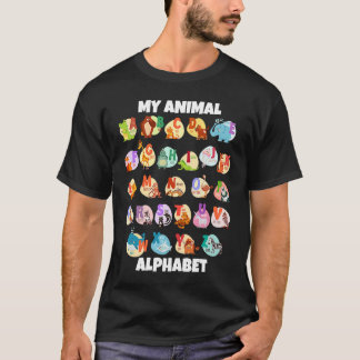 Camiseta Animais ABC Identificação A Z Tipos De Animais Zoo