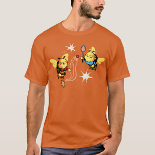 Camiseta Animais Abelhas Jogando Badminton Design Divertido