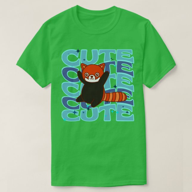 Camiseta Animais Adoráveis Vermelho Panda Cor Azul (Frente do Design)