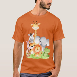 Camiseta Animais Africanos Fofos em amigos de Aquarela