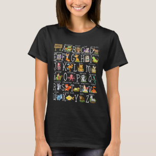 Camiseta Animais Alfabeto De Volta à Escola Pré-k Jardim de