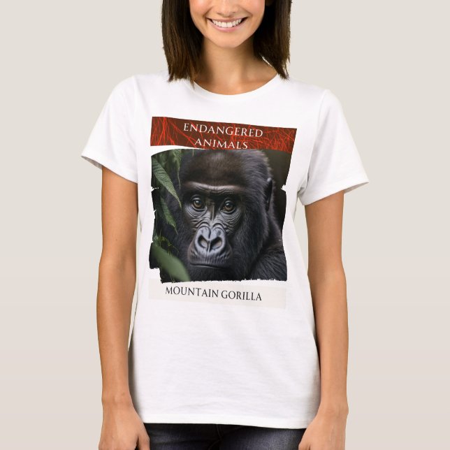 Camiseta Animais Ameaçados - Gorila de Montanha (Frente)