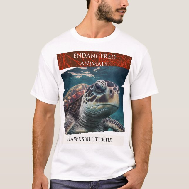 Camiseta Animais Ameaçados - Tartaruga Hawksbill (Frente)