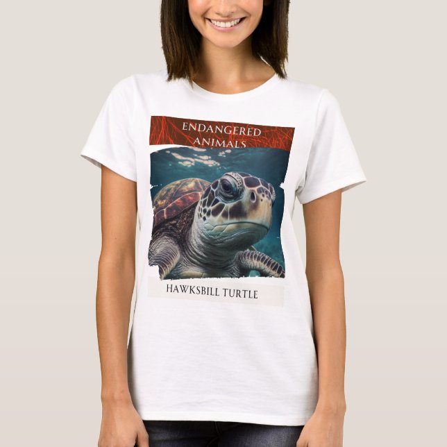 Camiseta Animais Ameaçados - Tartaruga Hawksbill (Frente)