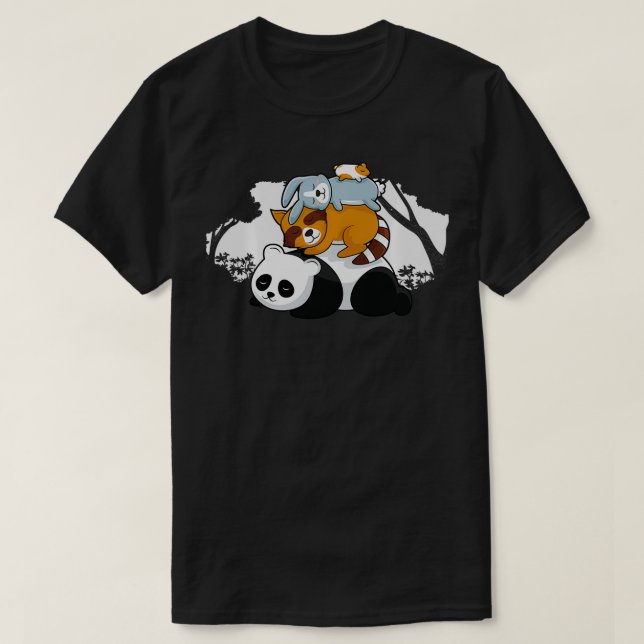 Camiseta Animais-Cachorro-Cachorro-de-Coelho-Panda Raccoon (Frente do Design)