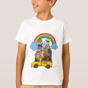 Camiseta Animais, carros, arco-íris