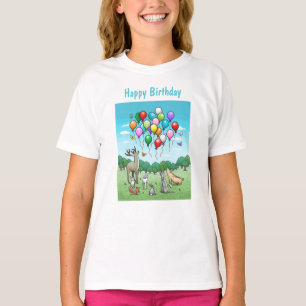 Camiseta Animais com Balões Coloridos