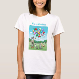 Camiseta Animais com Balões de Aniversário