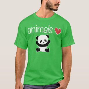 Camiseta animais coração amor por animais tet panda amigo