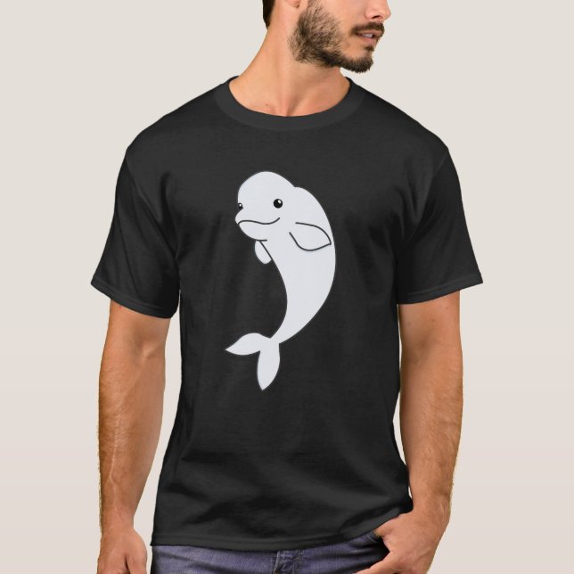 Camiseta Animais Curiosos De Baleia Beluga Para Crianças (Frente)