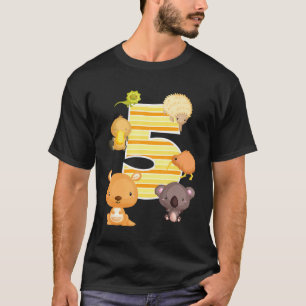 Camiseta Animais da Austrália 5 Birthday Kangaroo Koala Pla
