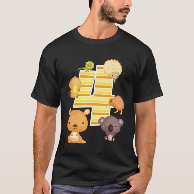 Camiseta Animais da Austrália Quarto Aniversário Kangaroo K (Frente)