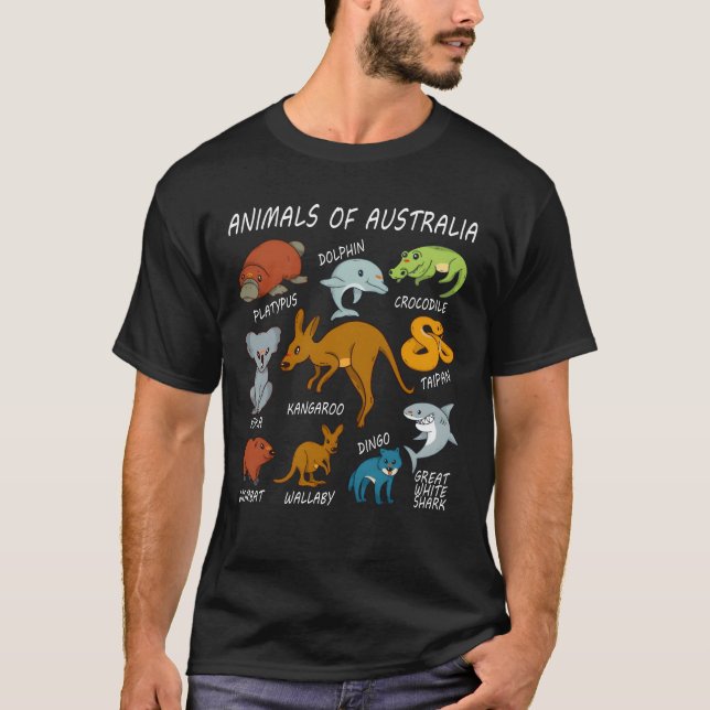 Camiseta Animais da Austrália retrô (Frente)