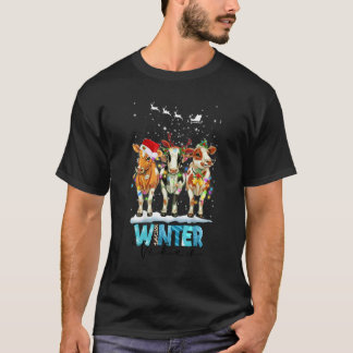 Camiseta Animais da Fazenda de Natal Vacas Chapéu do Papai