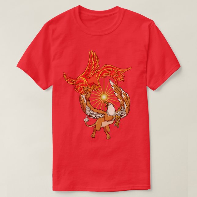 Camiseta Animais da Fênix da mitologia vs. griffin (Frente do Design)