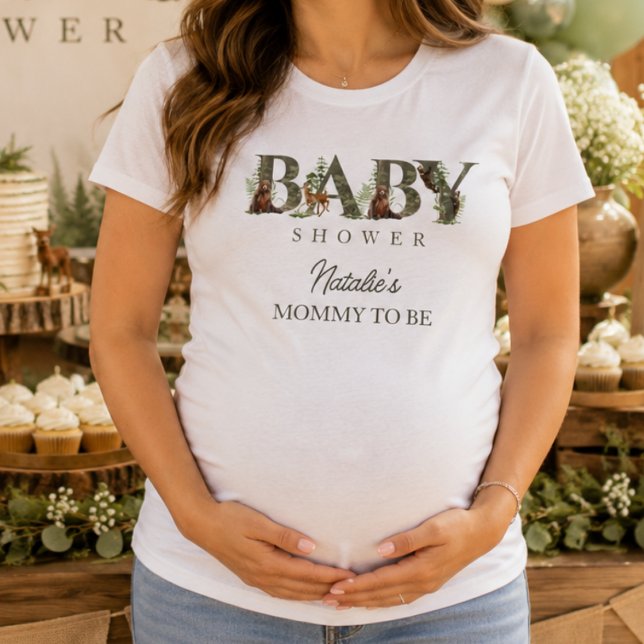 Camiseta Animais da Floresta Chá de Bebê Mamãe Floresta (mommy to bee baby shower womens tshirts expecting pregnency nature outdoor woodland animals cute)
