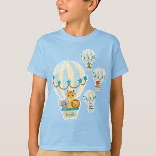 Camiseta Animais da Selva Gelada Voando em Balões de Ar Qu