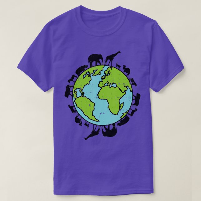 Camiseta Animais da Terra Ambiente de Conservação da Vida S (Frente do Design)