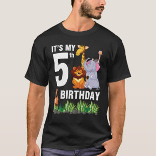 Camiseta Animais dançam juntos Feliz Por Mim 5 Anos É o Meu