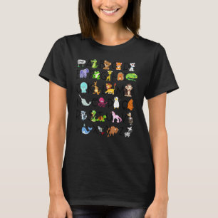 Camiseta Animais de Alfabeto ABCs Crianças de Tee de Aprend