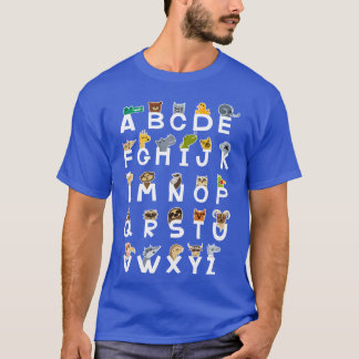 Camiseta Animais de Aprendizado de Alfabeto ABCs família