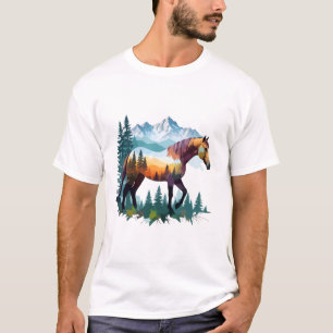 Camiseta Animais De Arte Do Vetor De Cavalo Na Natureza Maj