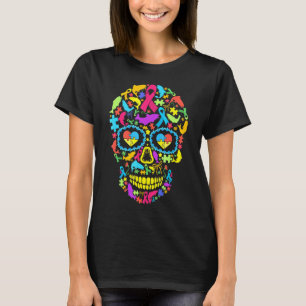 Camiseta Animais de Crânio de Peixe Conscientização do Auti