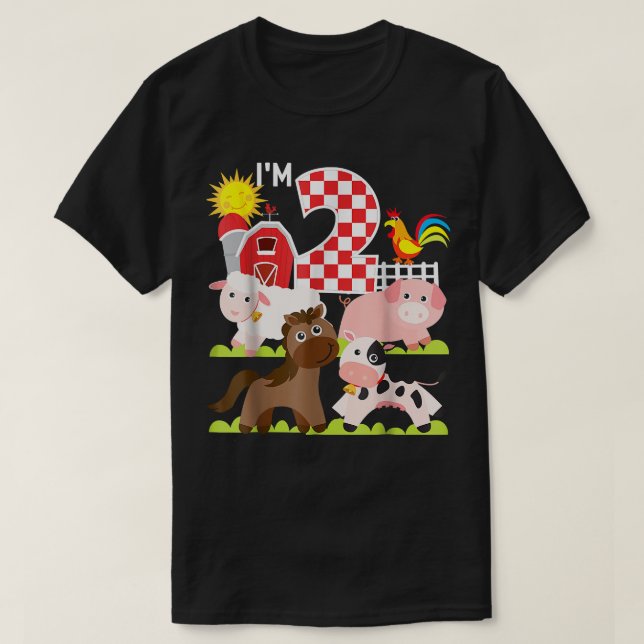 Camiseta Animais De Criação segundo aniversário De Barnyard (Frente do Design)