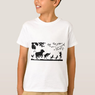 Camiseta Animais de dança engraçados varrem frango na silhu