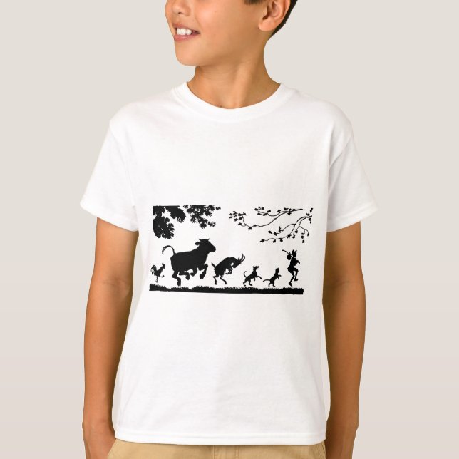 Camiseta Animais de dança engraçados varrem frango na silhu (Frente)
