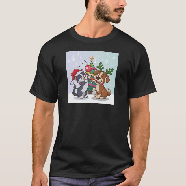 Camiseta animais de estimação, gatos e cães, celebrando o d (Frente)