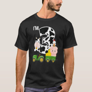 Camiseta Animais De Exploração Trator aniversário de 3 anos