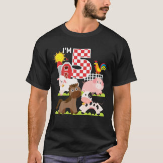 Camiseta Animais de fazenda 5 de quintal de aniversário ten