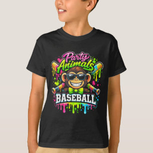 Camiseta Animais de festa beisebol sorvete gotejamento maca