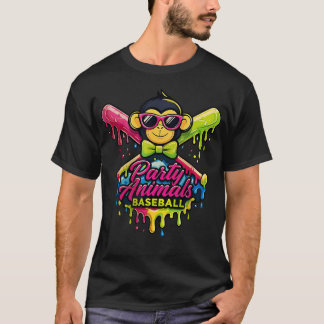 Camiseta Animais de Festa de Beisebol Engraçado