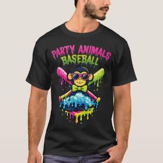 Camiseta Animais de Festa Engraçados de Beisebol Divertido