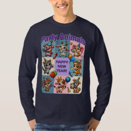 Camiseta Animais de festa "Feliz ano novo"