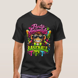Camiseta Animais de festa meme macaco engraçado de beisebol