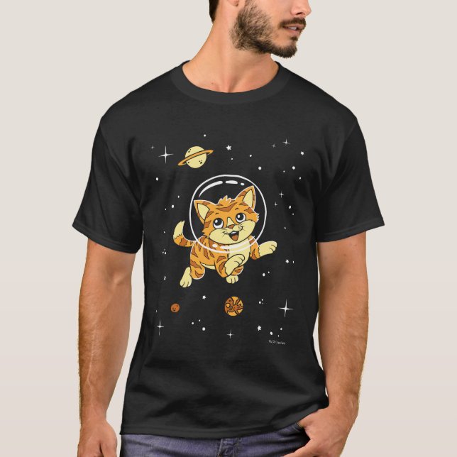 Camiseta Animais De Gato No Espaço (Frente)