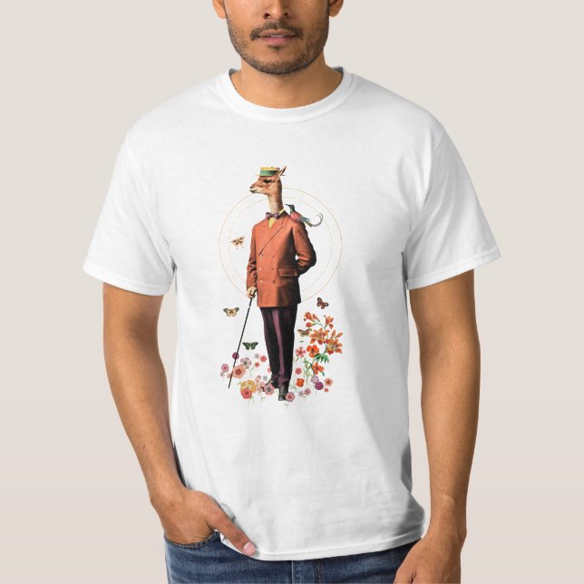Camiseta ANIMAIS DE LLAMA rico EM FLORES E BORRACHAS (Frente)
