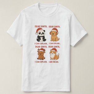 Camiseta “Animais de Natal Engraçados com Chapéus de Papai 